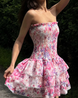 Cecilia | Strapless Floral Dress