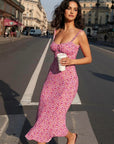 Kwiatowa sukienka boho midi na ramiączkach