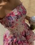 Cecilia | Strapless Floral Dress