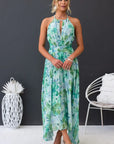 Rosea – Elegancka Ogrodowa Sukienka Maxi na Szyję