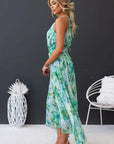Rosea – Elegancka Ogrodowa Sukienka Maxi na Szyję