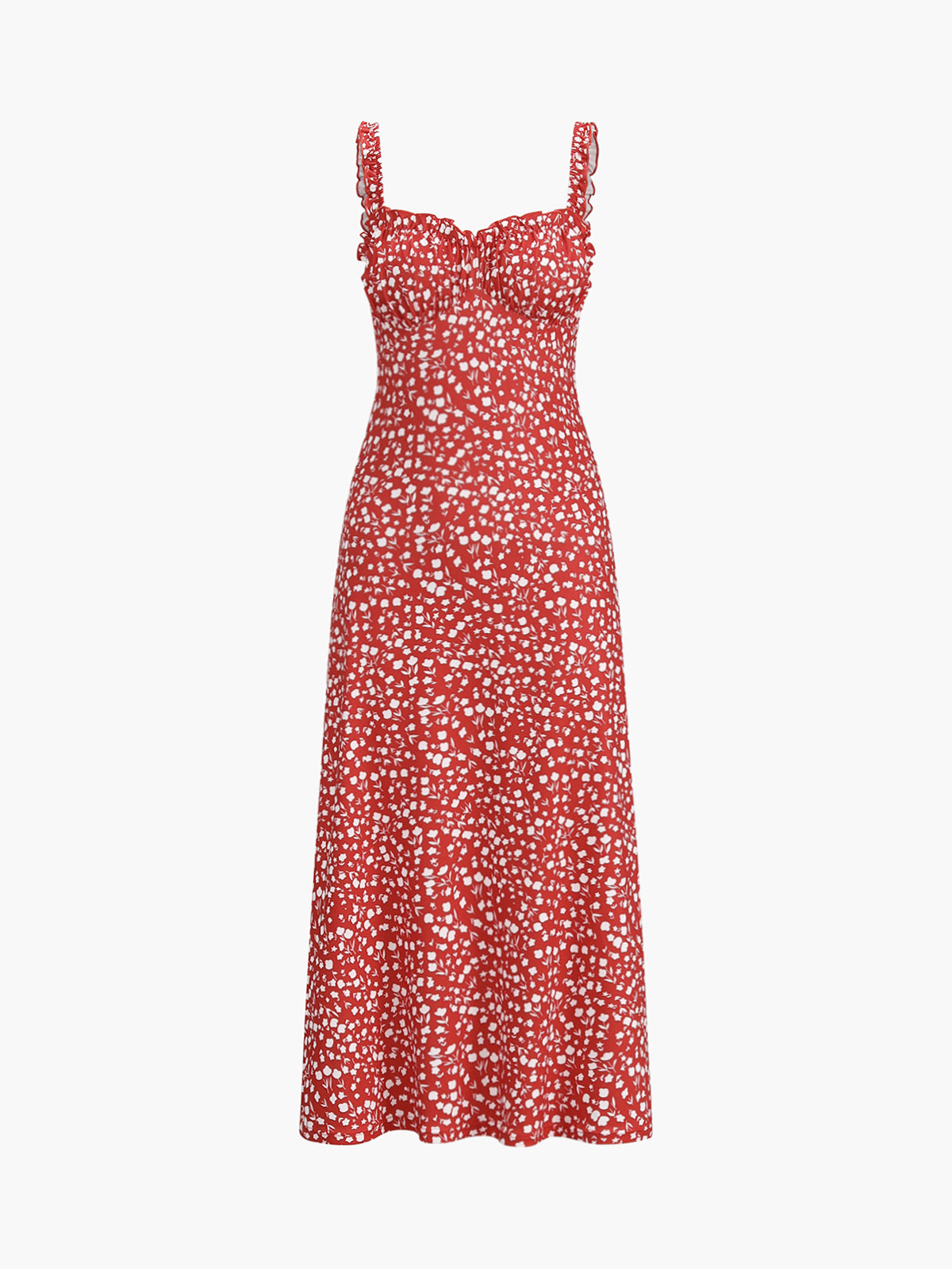 Kwiatowa sukienka boho midi na ramiączkach